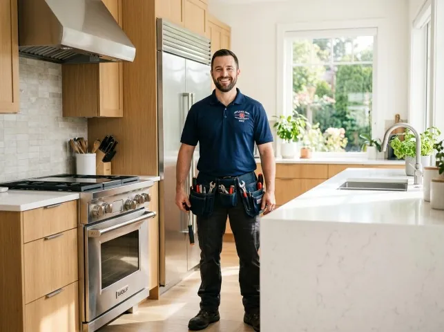 Appliance Repair Hero technician in a Anoka, MN kitchen after an appliance repair